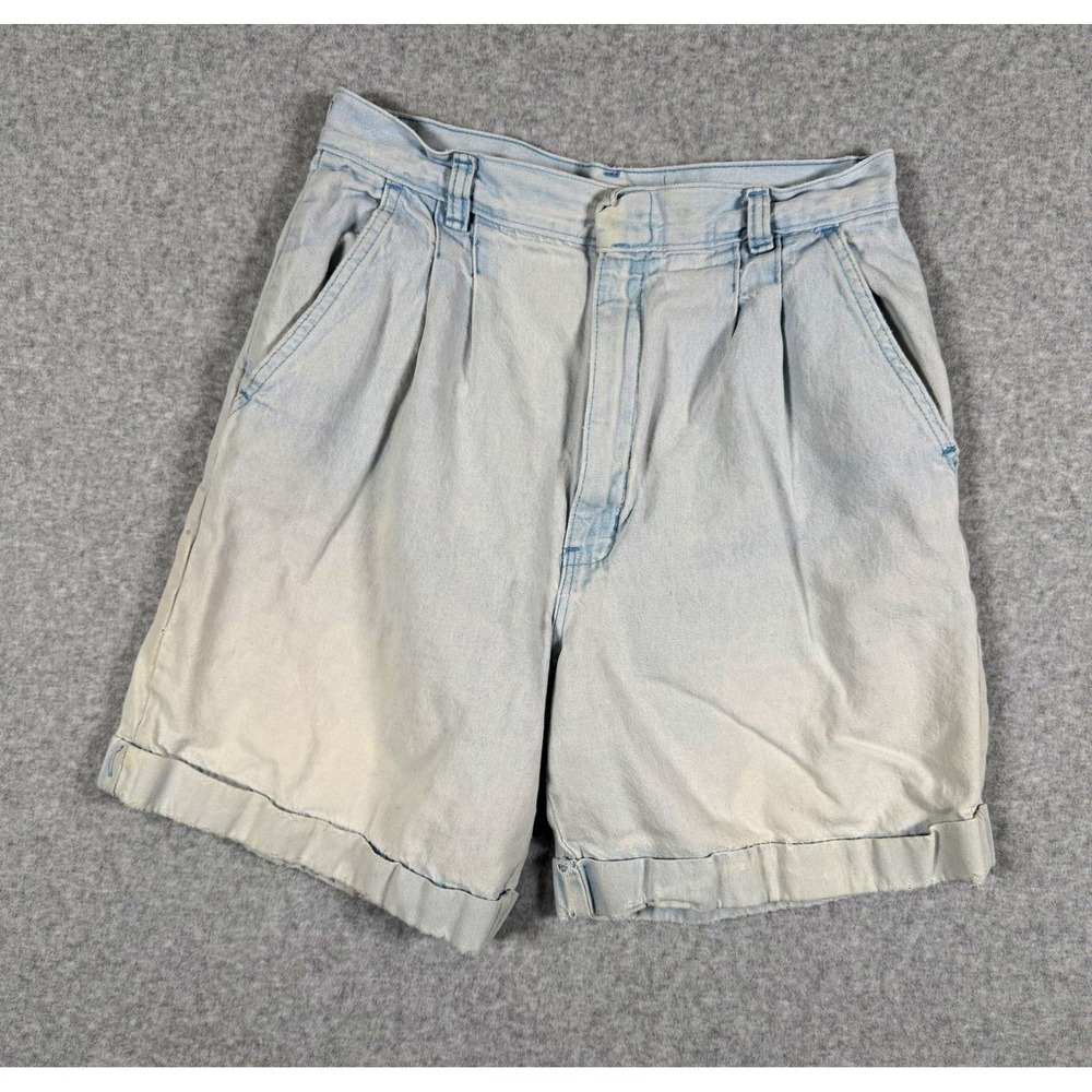 MS Players Women's Light Blue Light Wash Cotton Denim Chino Pleated Shorts